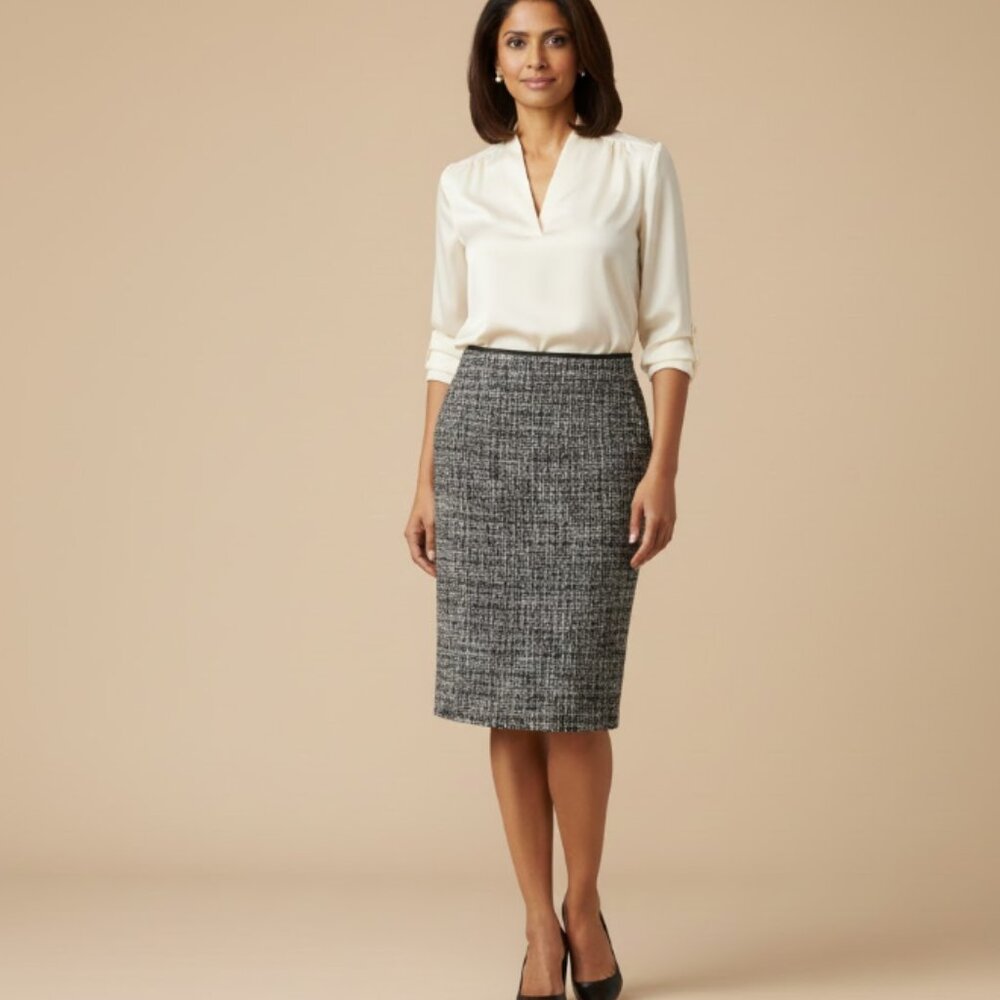 NWT LINDA ALLARD ELLEN TRACY Women 10 Tweed Wool Skirt Business Casual Old Money